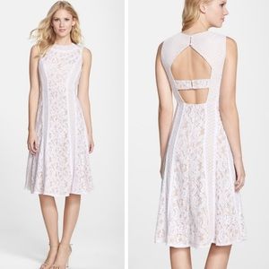 BCBGMaxAzria White Lace Midi Dress
